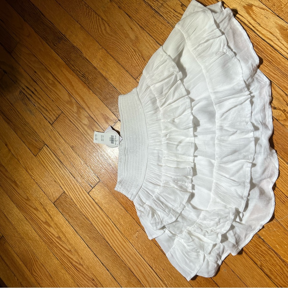 White Mini Skirt with Ruffled Tiers - Picture 4 of 5
